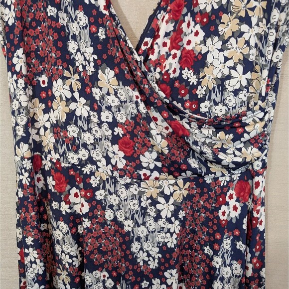 Kaileigh Floral Faux Wrap Dress Navy Red Size XLarge Dark Fairy Whimsygoth - Picture 6 of 10
